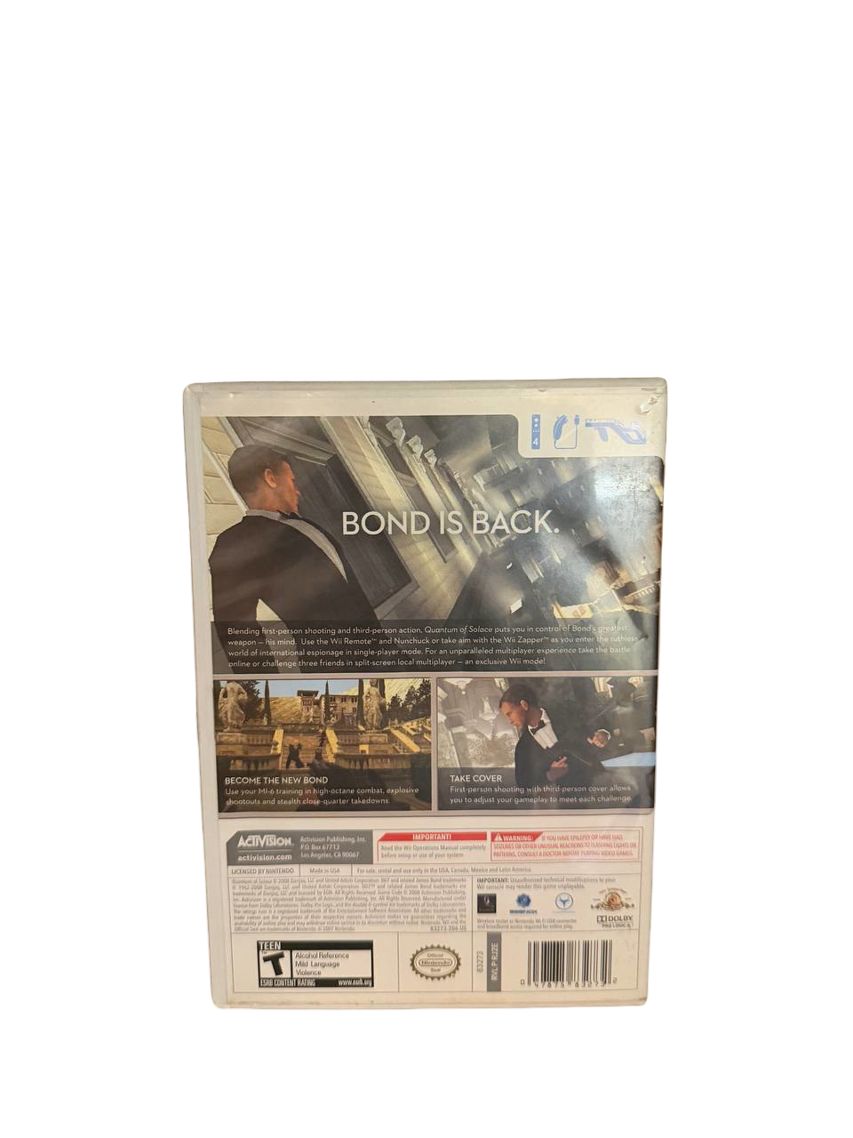 007 Quantum of Solace Wii - Back Cover