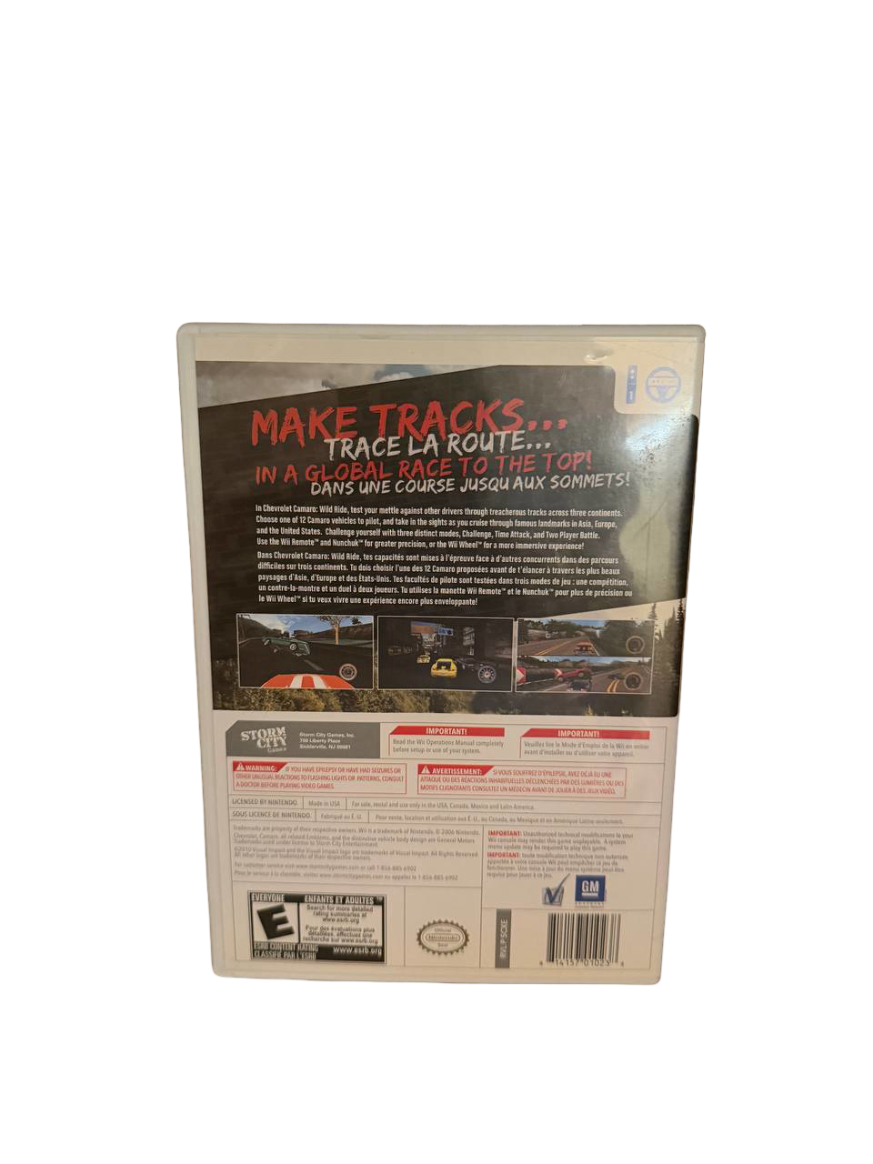 Chevrolet Camaro Wild Ride Wii - Back Cover