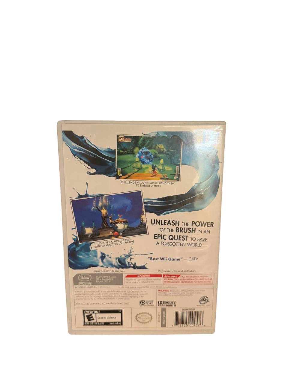 Disney Epic Mickey Wii - Back Cover