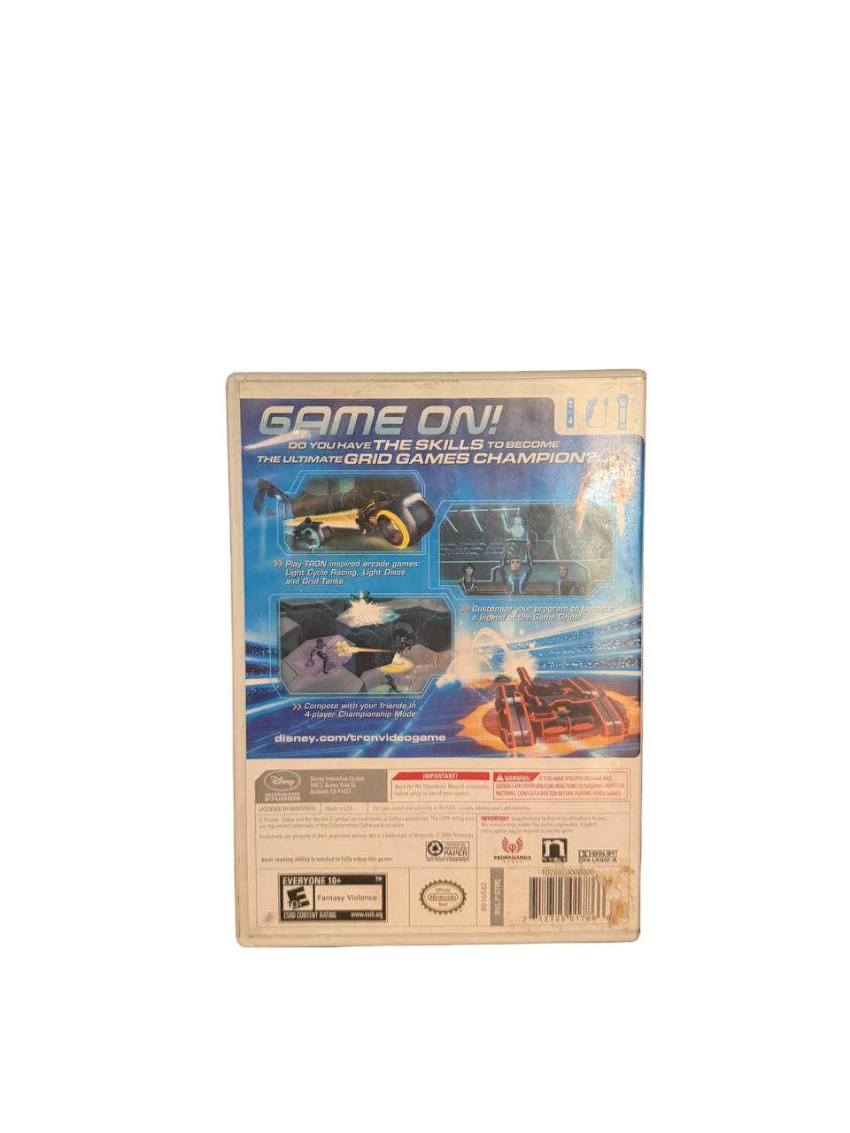 Disney TRON Evolution Battle Grids Wii - Back Cover