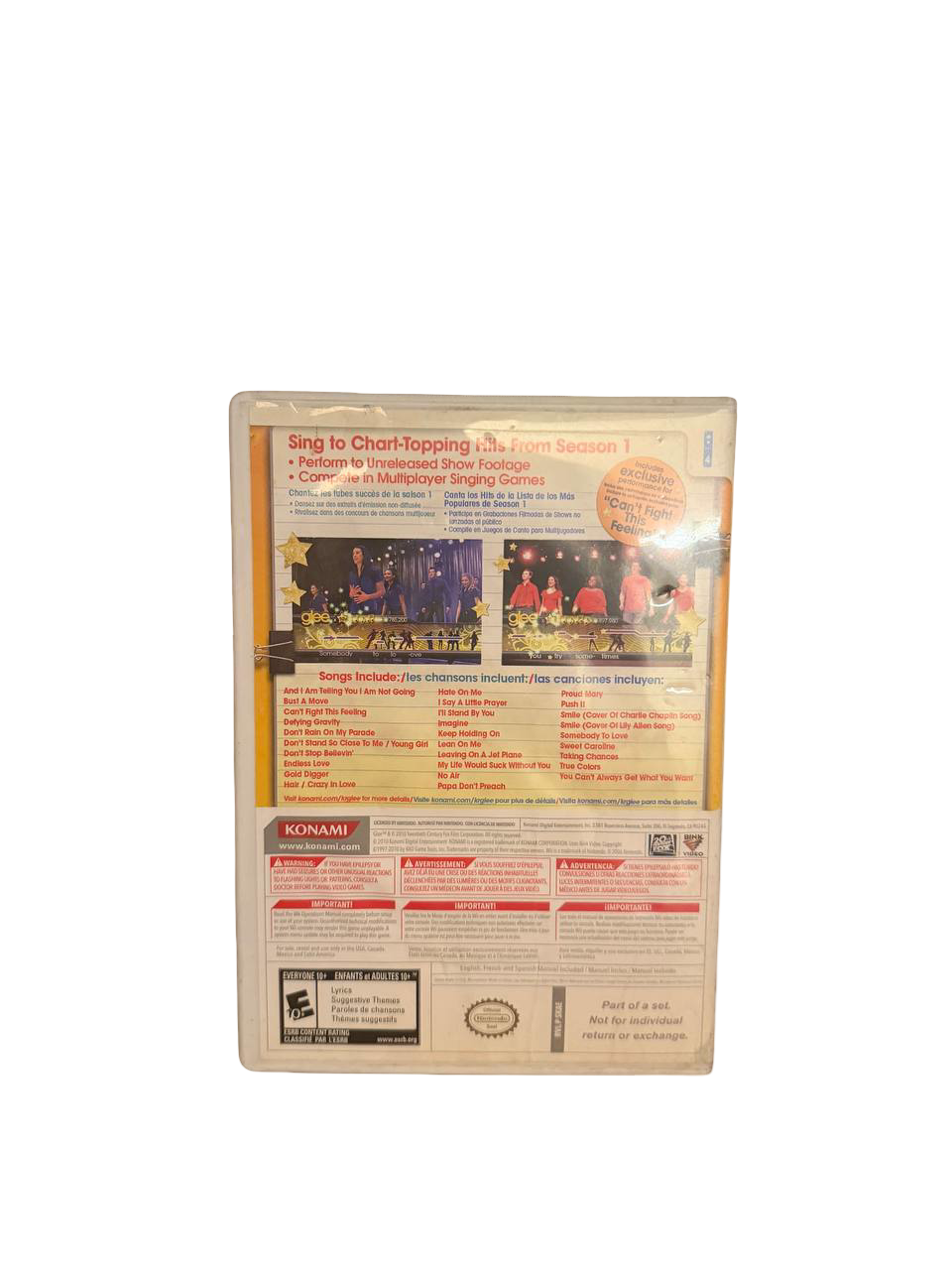 Glee Karaoke Revolution Wii - Back Cover