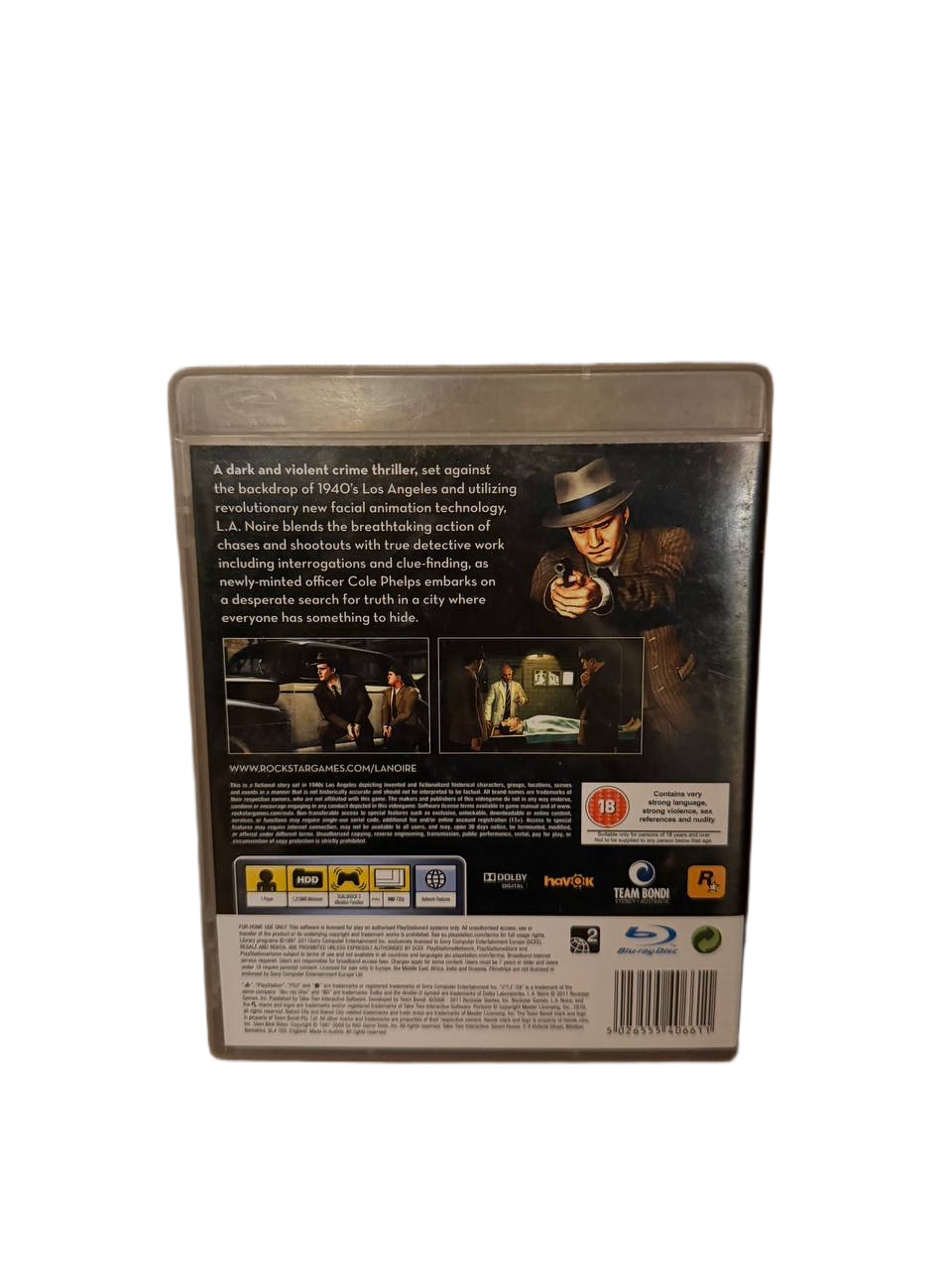 L.A. Noire PS3 - Back Cover