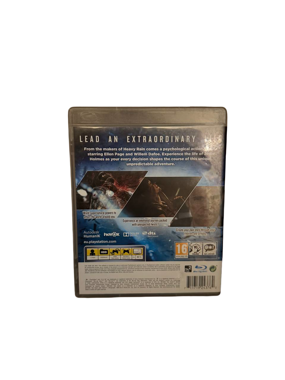 Beyond Two Souls PS3 - Back Cover