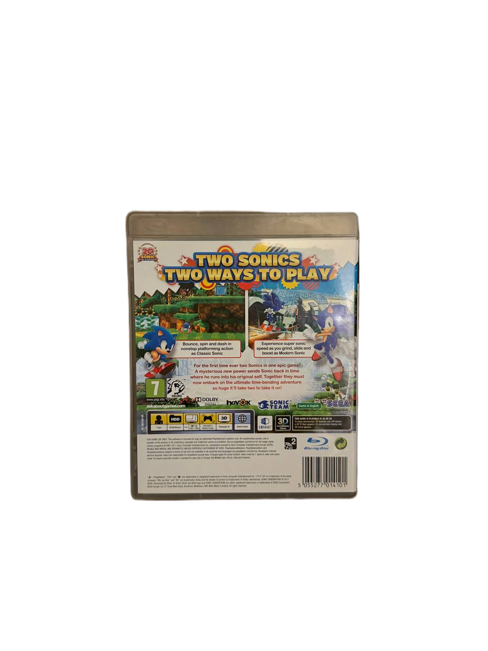 Sonic Generations PS3 - Back Cover