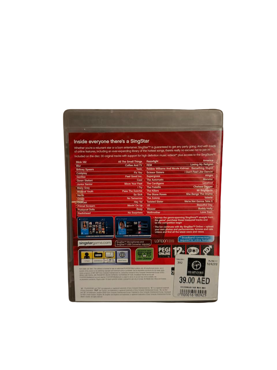 SingStar PS3 - Back Cover Tracklist