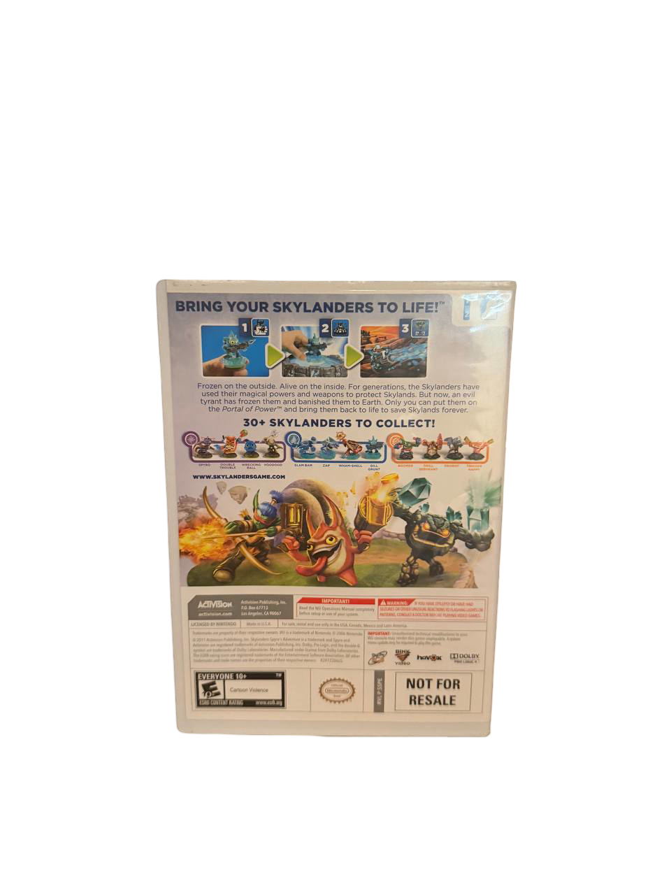 Skylanders Spyro's Adventure Wii - Back Cover (NFR)