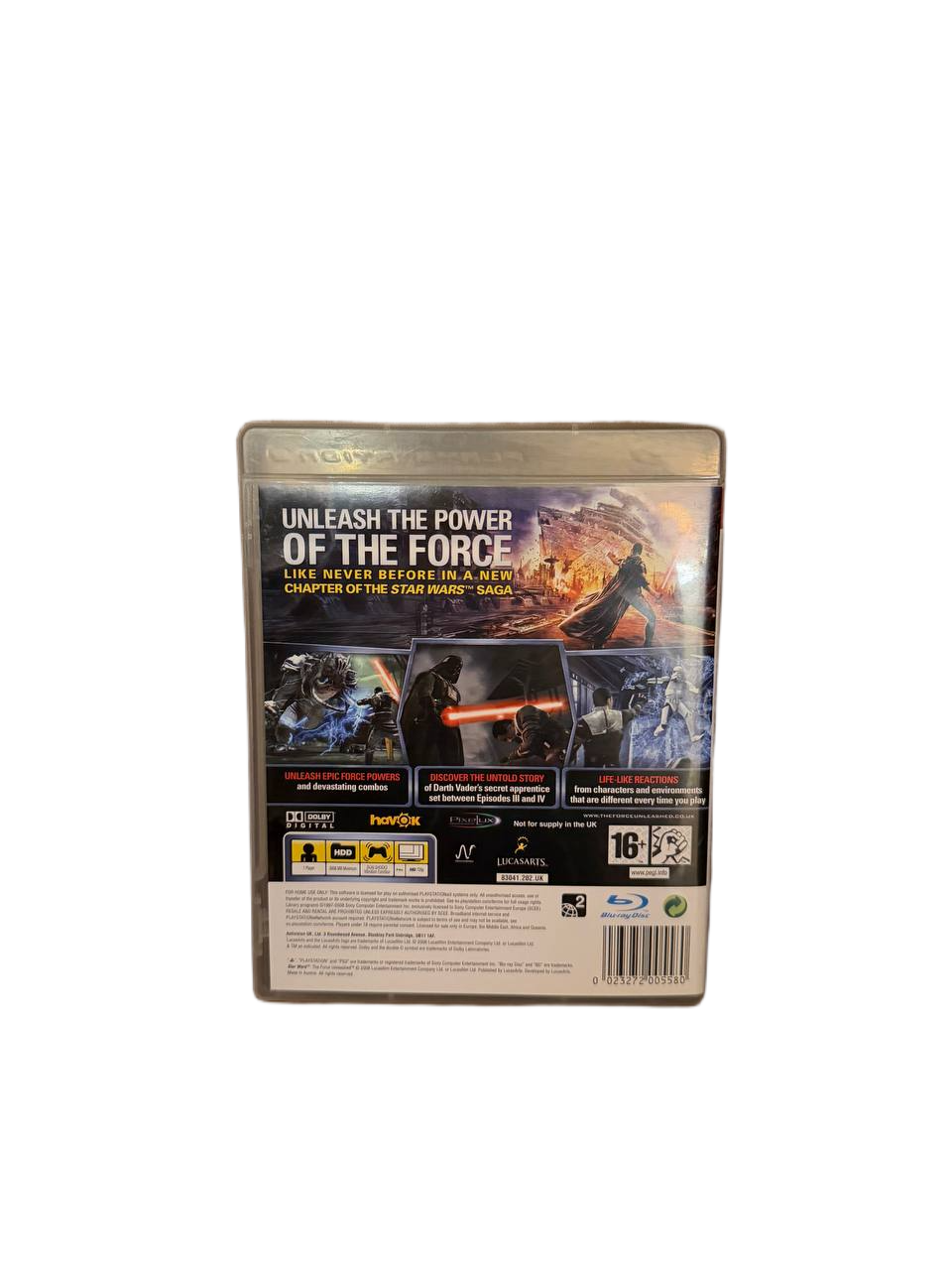 Star Wars The Force Unleashed PS3 - Back Cover