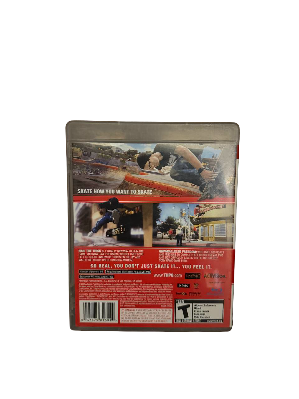 Tony Hawk's Project 8 PS3 - Back Cover