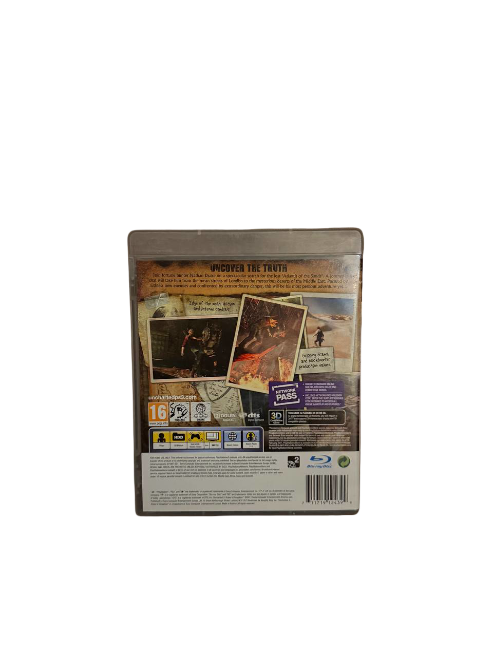 Uncharted 3 PS3 - Back Cover