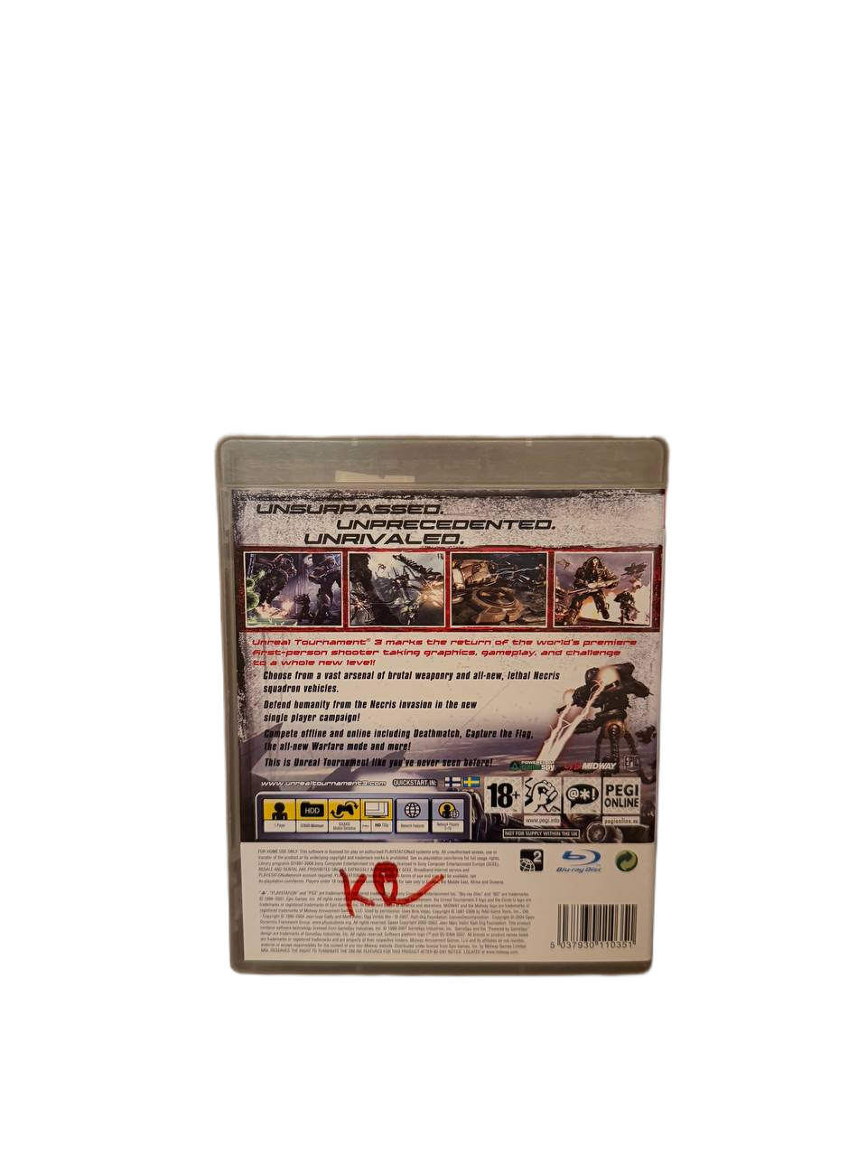 Unreal Tournament 3 PS3 - Back Cover
