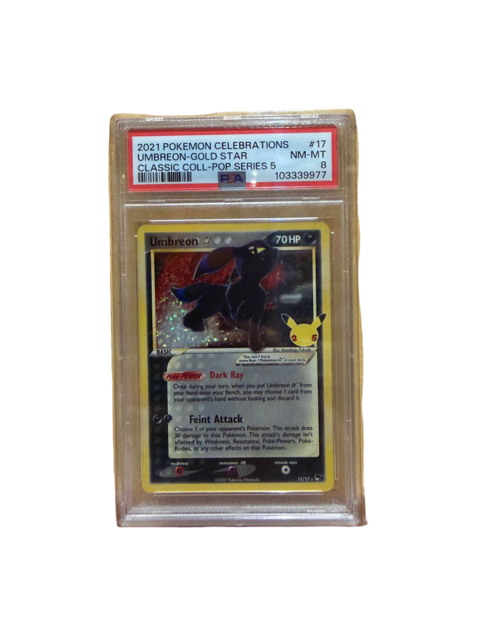 2021 Celebrations Umbreon Gold Star PSA 8