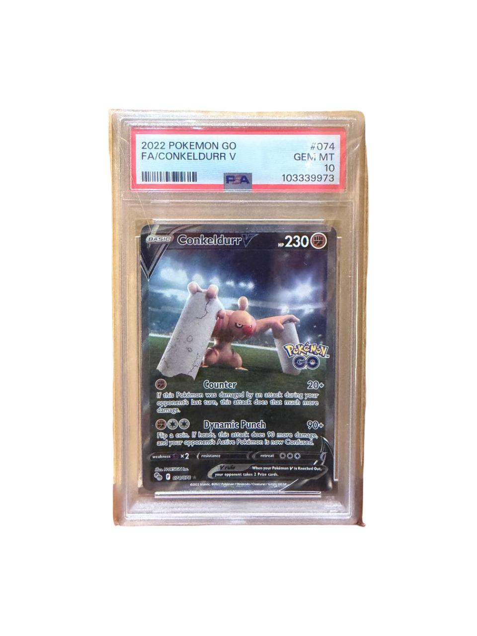 2022 Pokemon GO Conkeldurr V Full Art PSA 10
