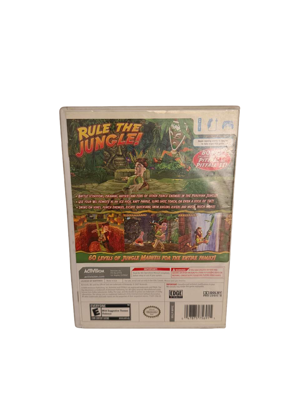 Pitfall The Big Adventure Wii - Back Cover
