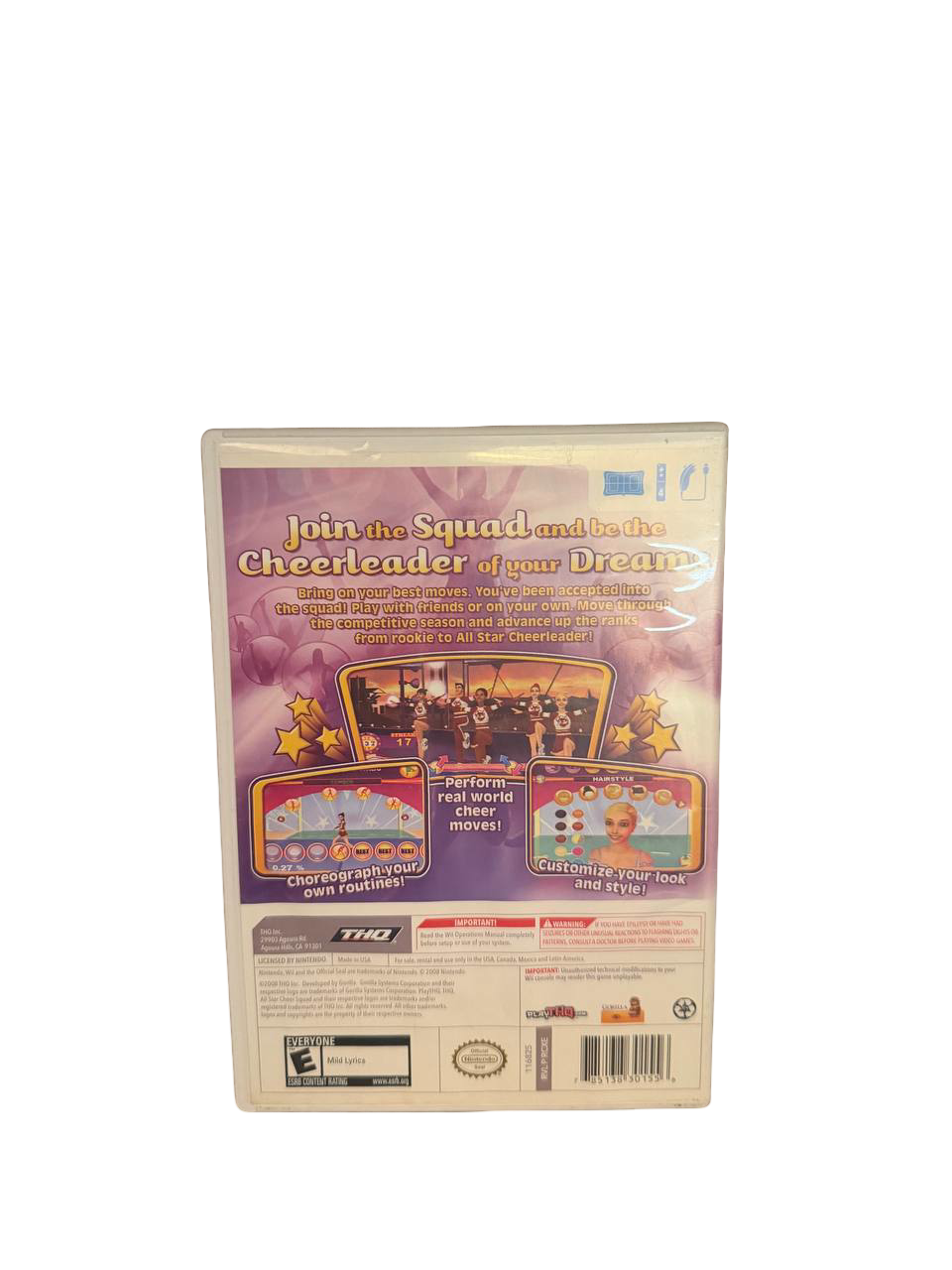 All Star Cheer Squad Wii - Back Cover