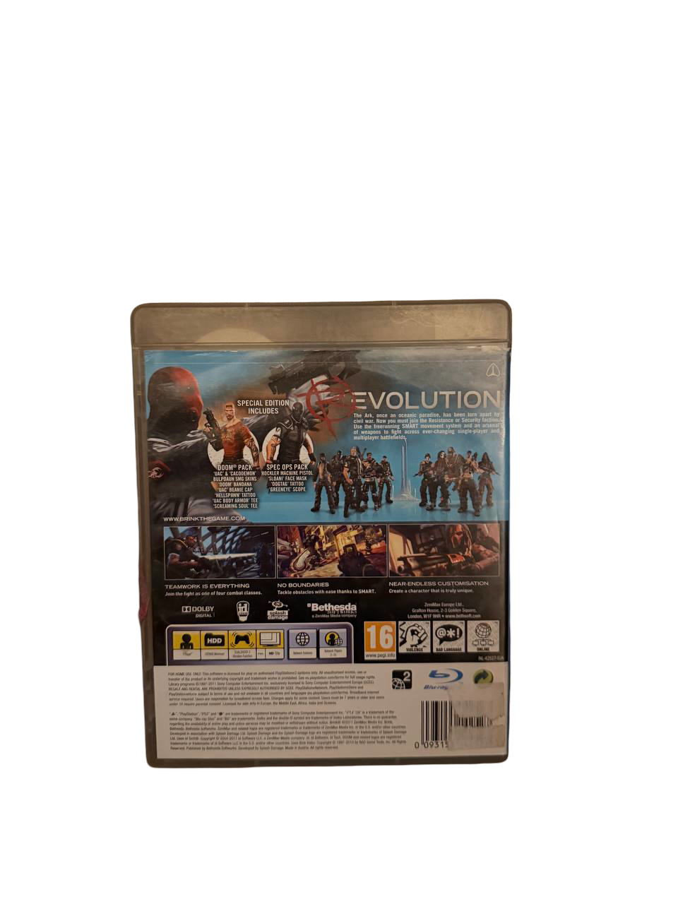 Brink PS3 - Back Cover