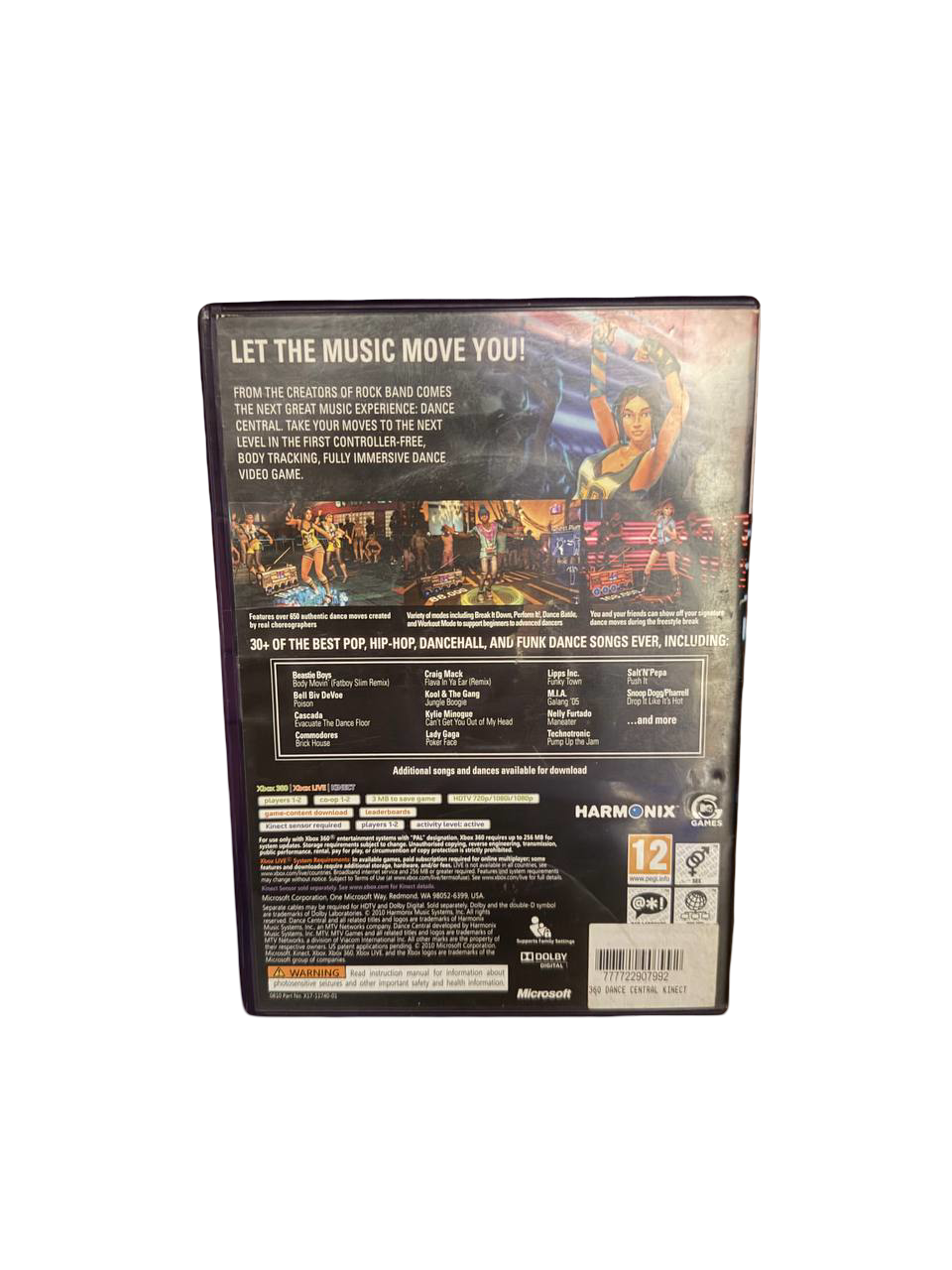 Dance Central Xbox 360 - Back Cover
