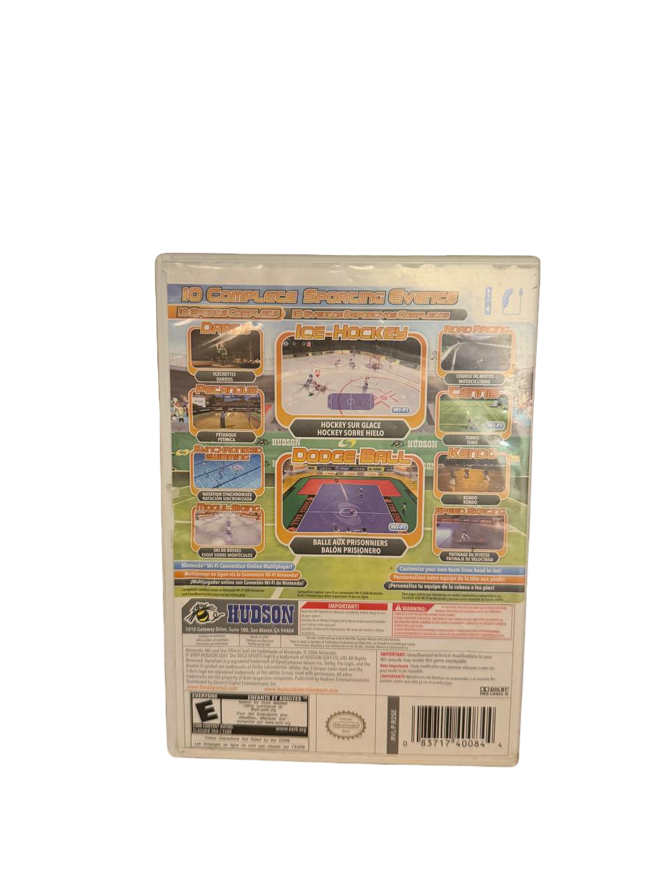Deca Sports 2 Wii - Back Cover
