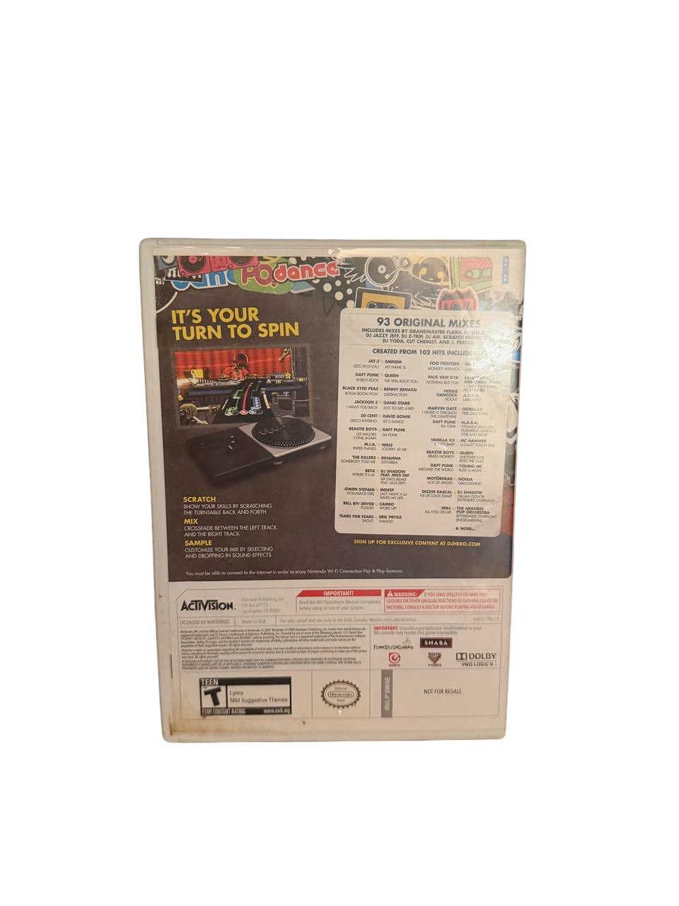 DJ Hero Wii - Back Cover