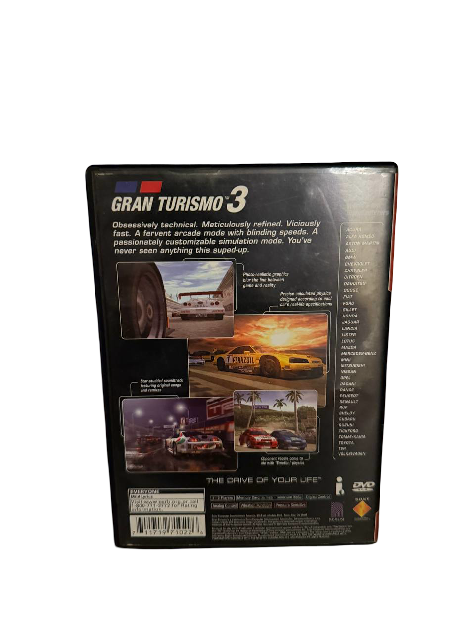 Gran Turismo 3 A-Spec PS2 - Back Cover
