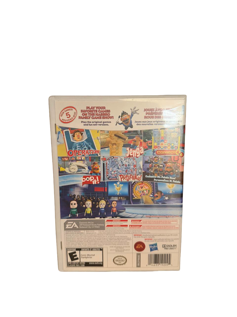 Hasbro Family Game Night Wii - Back Cover