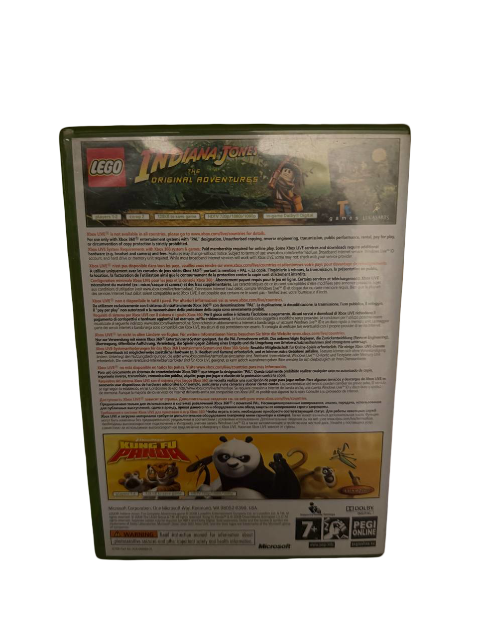 LEGO Indiana Jones + Kung Fu Panda Xbox 360 - Back Cover