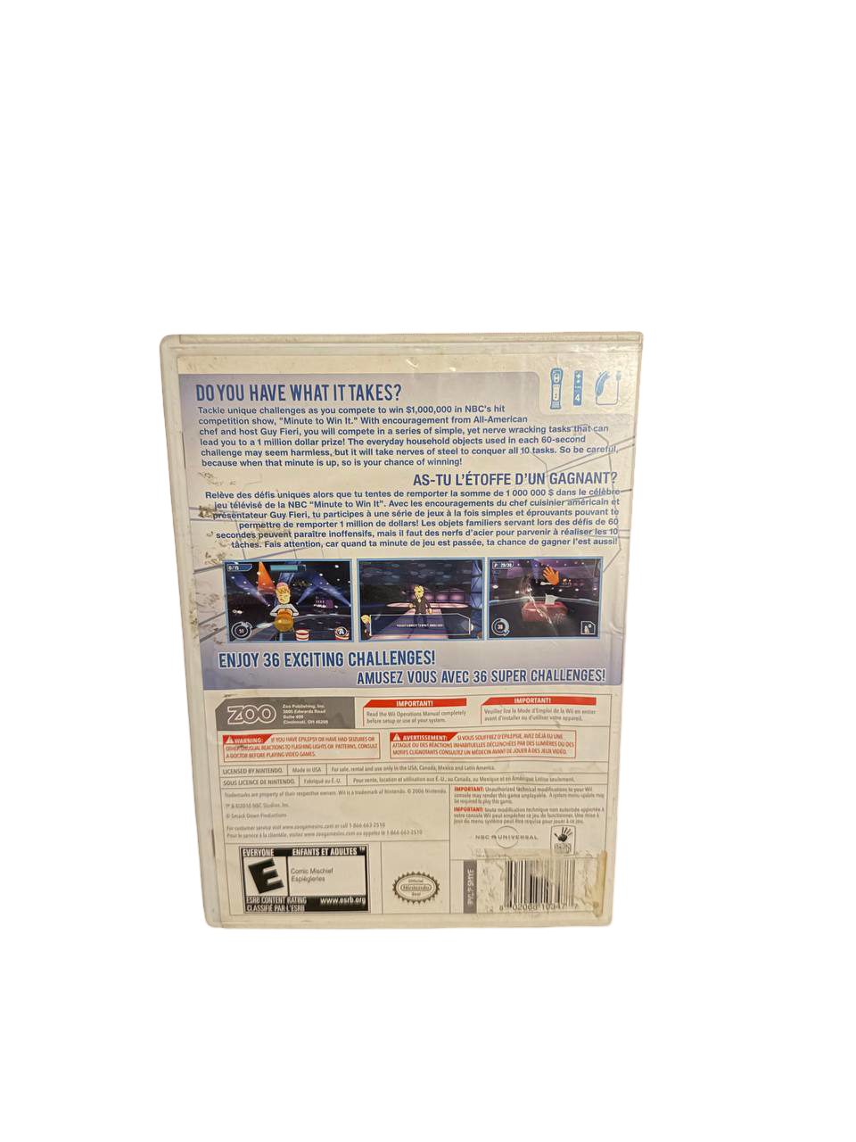 Minute to Win It Wii - Back Cover