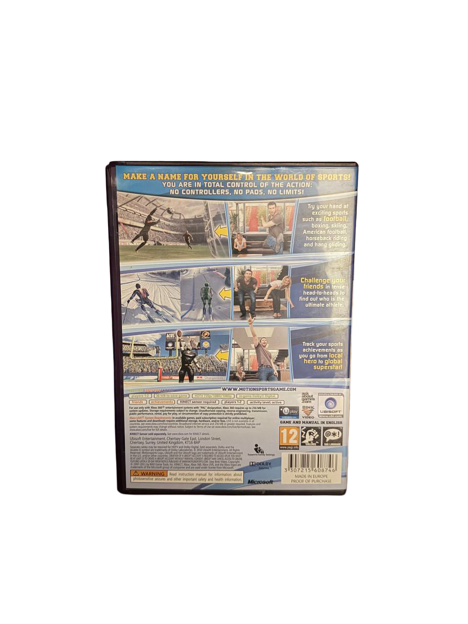 MotionSports Play For Real Xbox 360 - Back Cover