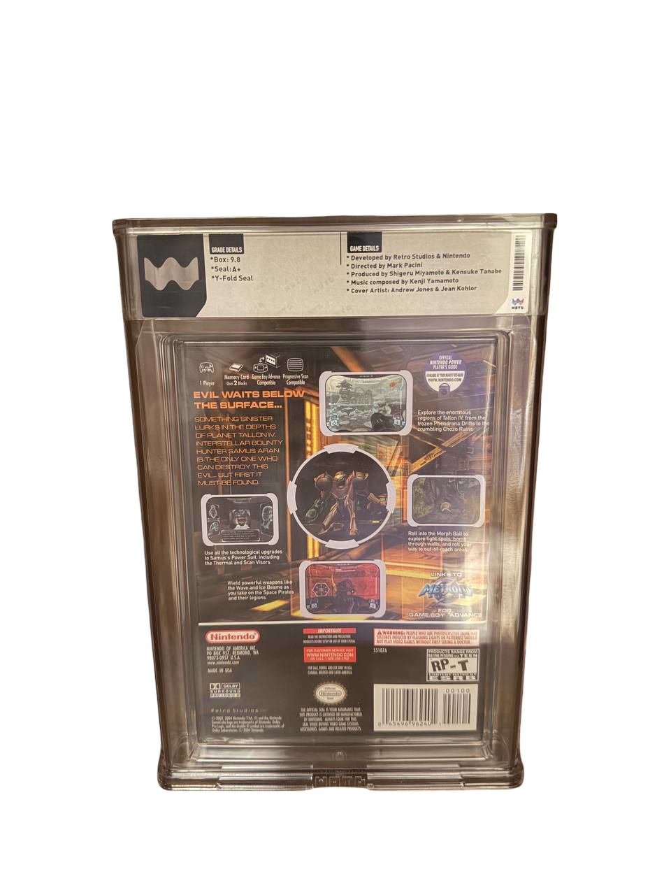 Metroid Prime GameCube WATA 9.8 A+ Sealed - Back
