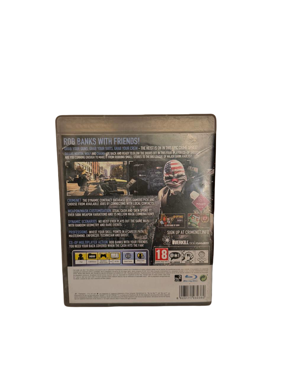 Payday 2 PS3 - Back Cover
