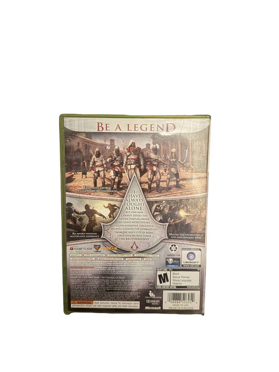 Assassin's Creed Brotherhood Xbox 360 - Back Cover