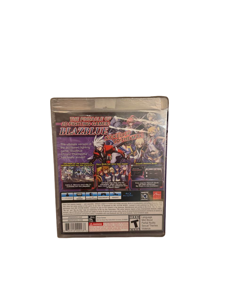 BlazBlue Chrono Phantasma PS3 - Back Cover