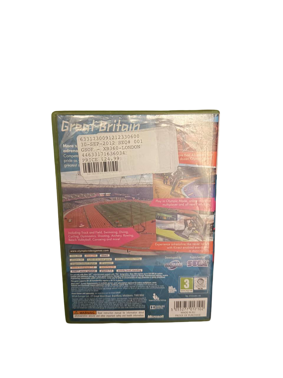 London 2012 Olympics Xbox 360 - Back Cover