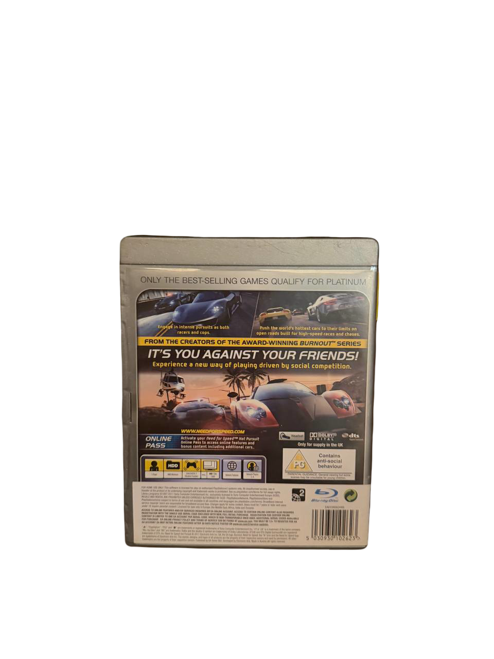 NFS Hot Pursuit Platinum PS3 - Back Cover