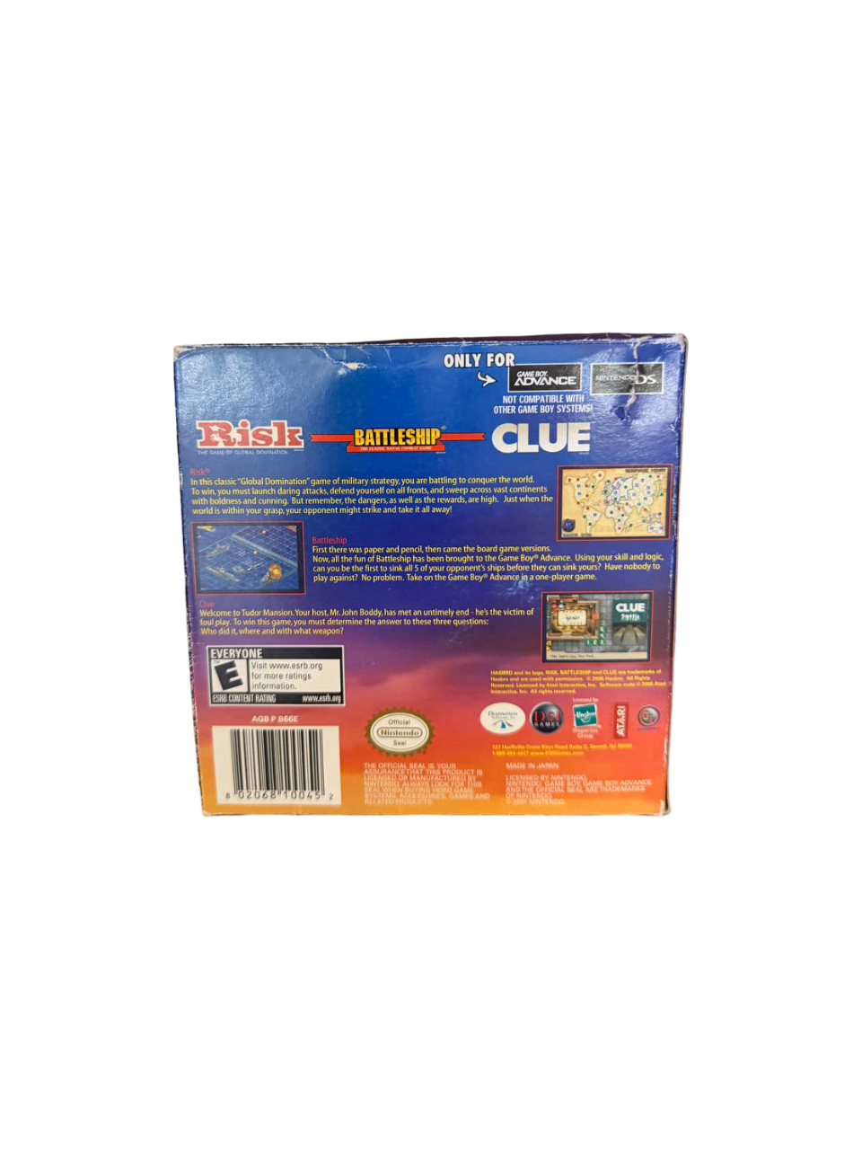 Risk / Battleship / Clue [Complete in Box] - Game Boy Advance (GBA) - NTSC