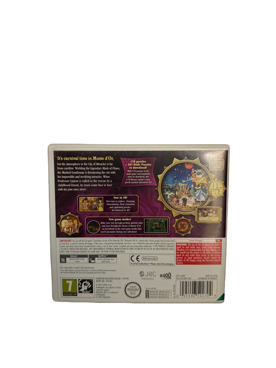 Professor Layton and the Miracle Mask 3DS - Back Cover