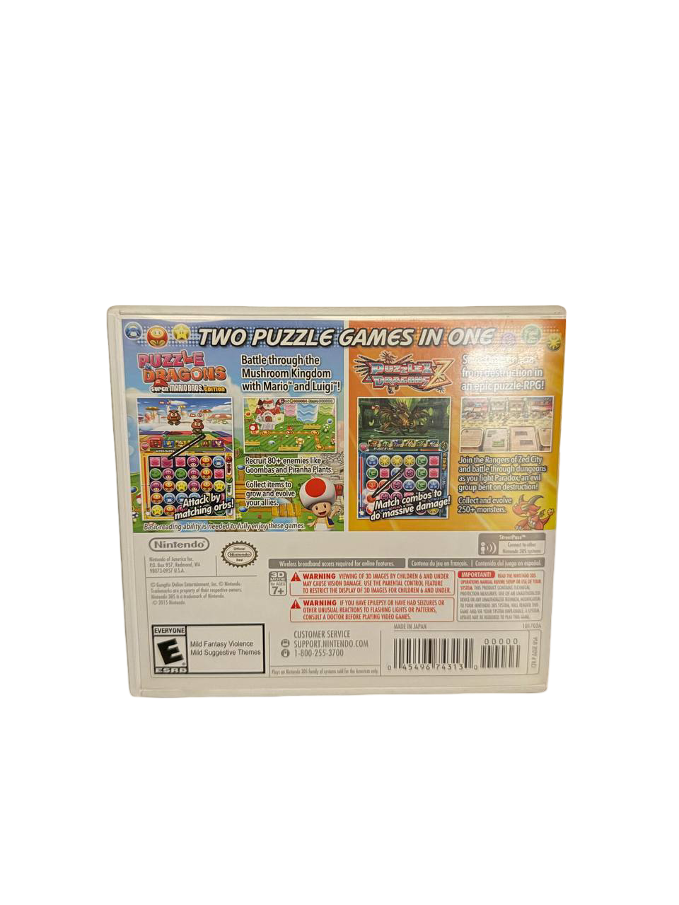 Puzzle & Dragons Z + Super Mario Bros Edition 3DS - Back Cover