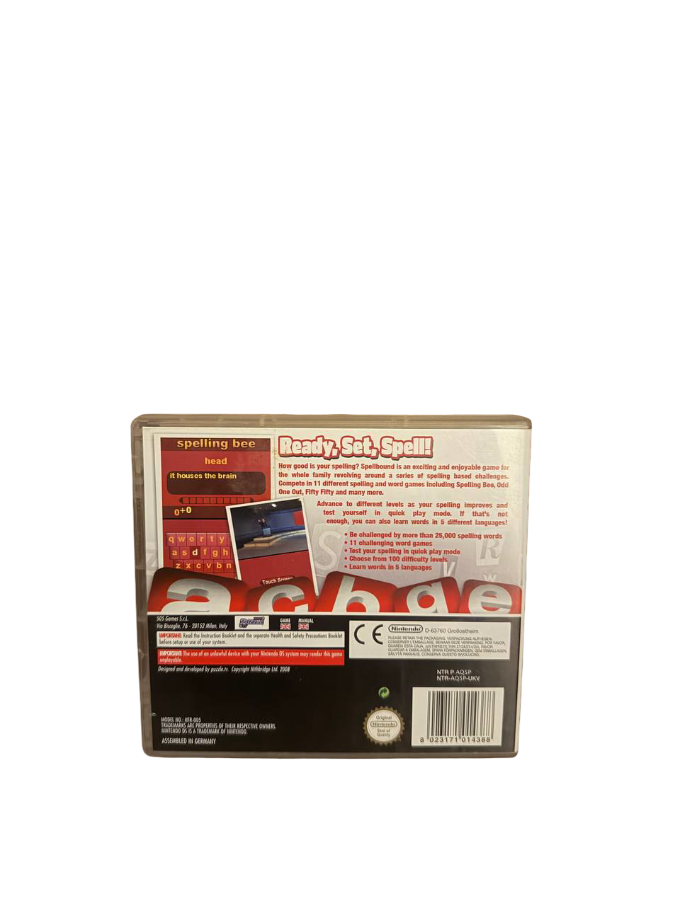 Spellbound DS - Back Cover (Ready Set Spell)