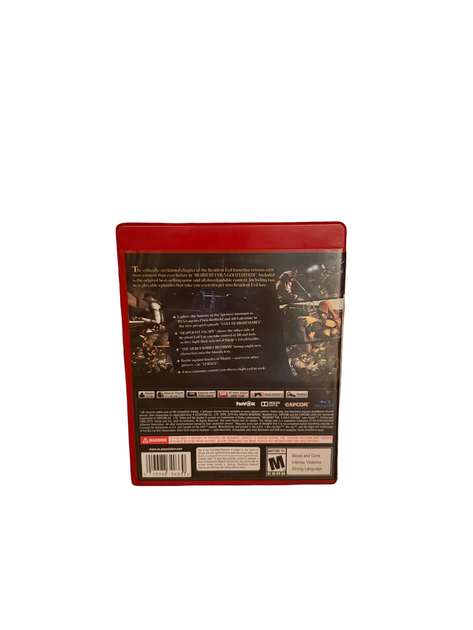 Resident Evil 5 Gold Edition PS3 - Back Cover