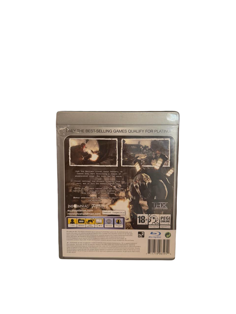 Resistance Fall of Man Platinum PS3 - Back Cover