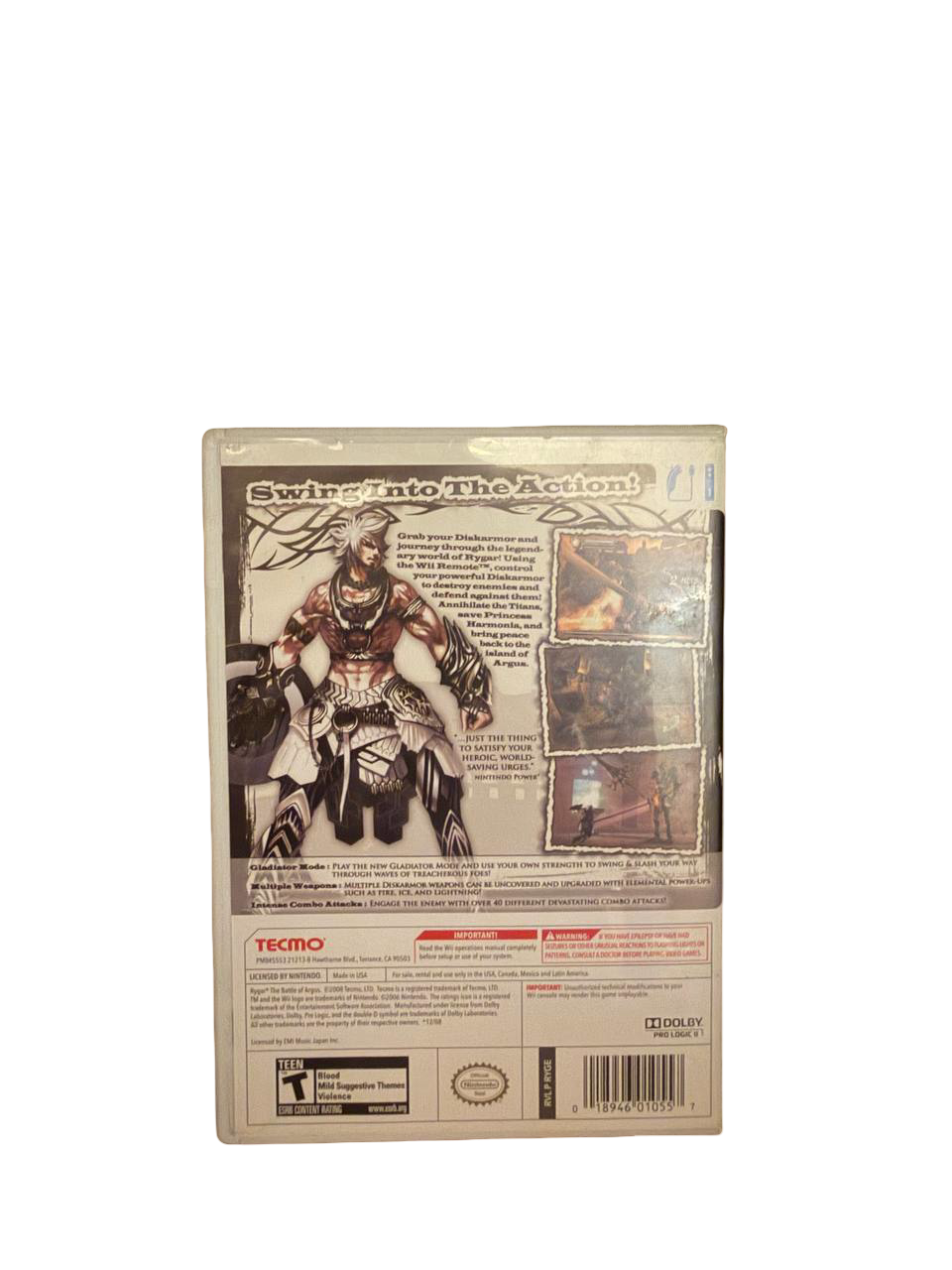 Rygar The Battle of Argus Wii - Back Cover