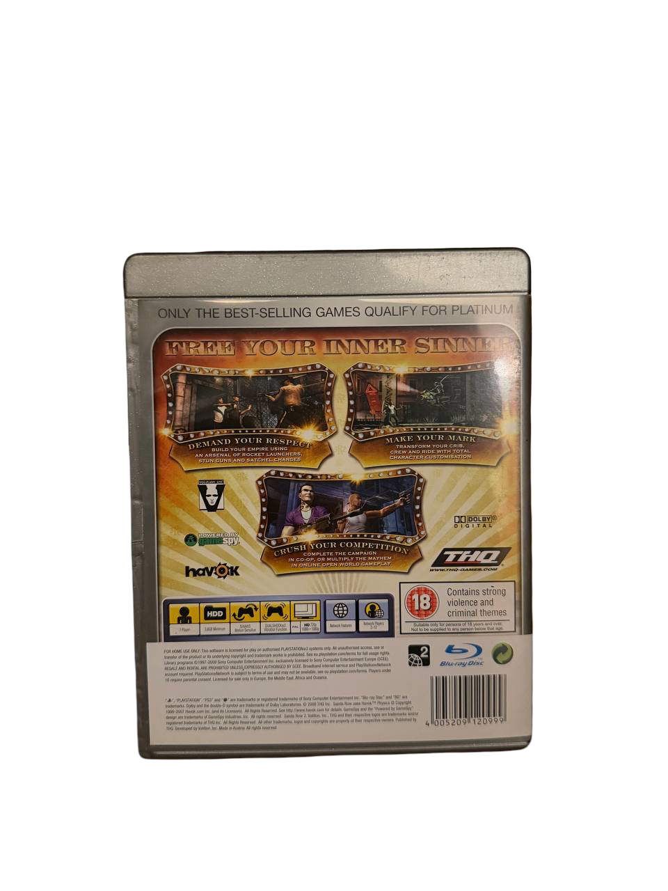 Saints Row 2 PS3 Platinum - Back Cover