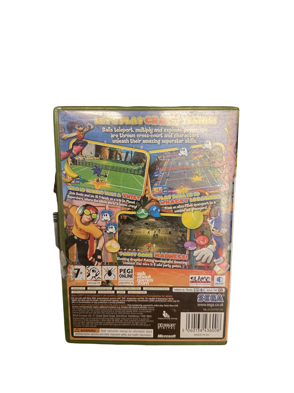 Sega Superstars Tennis Xbox 360 - Back Cover