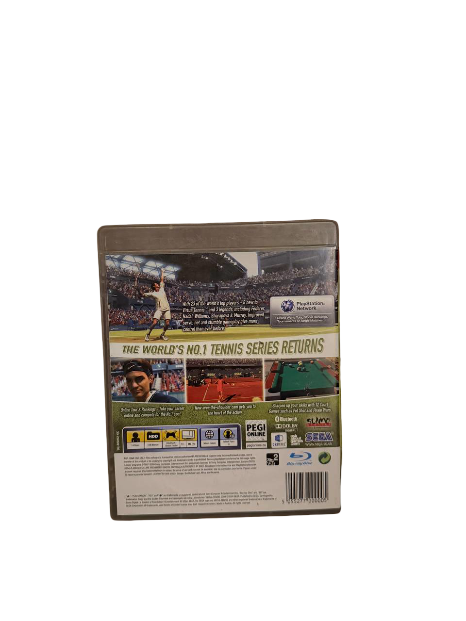 Virtua Tennis 2009 PS3 - Back Cover