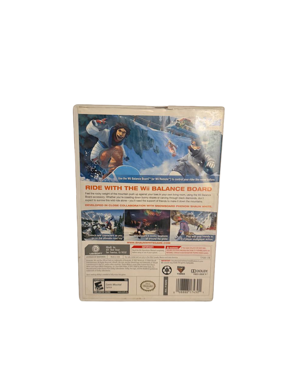 Shaun White Snowboarding Road Trip Wii - Back Cover
