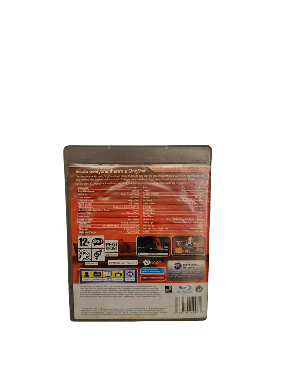 SingStar Pop Edition PS3 - Back Cover