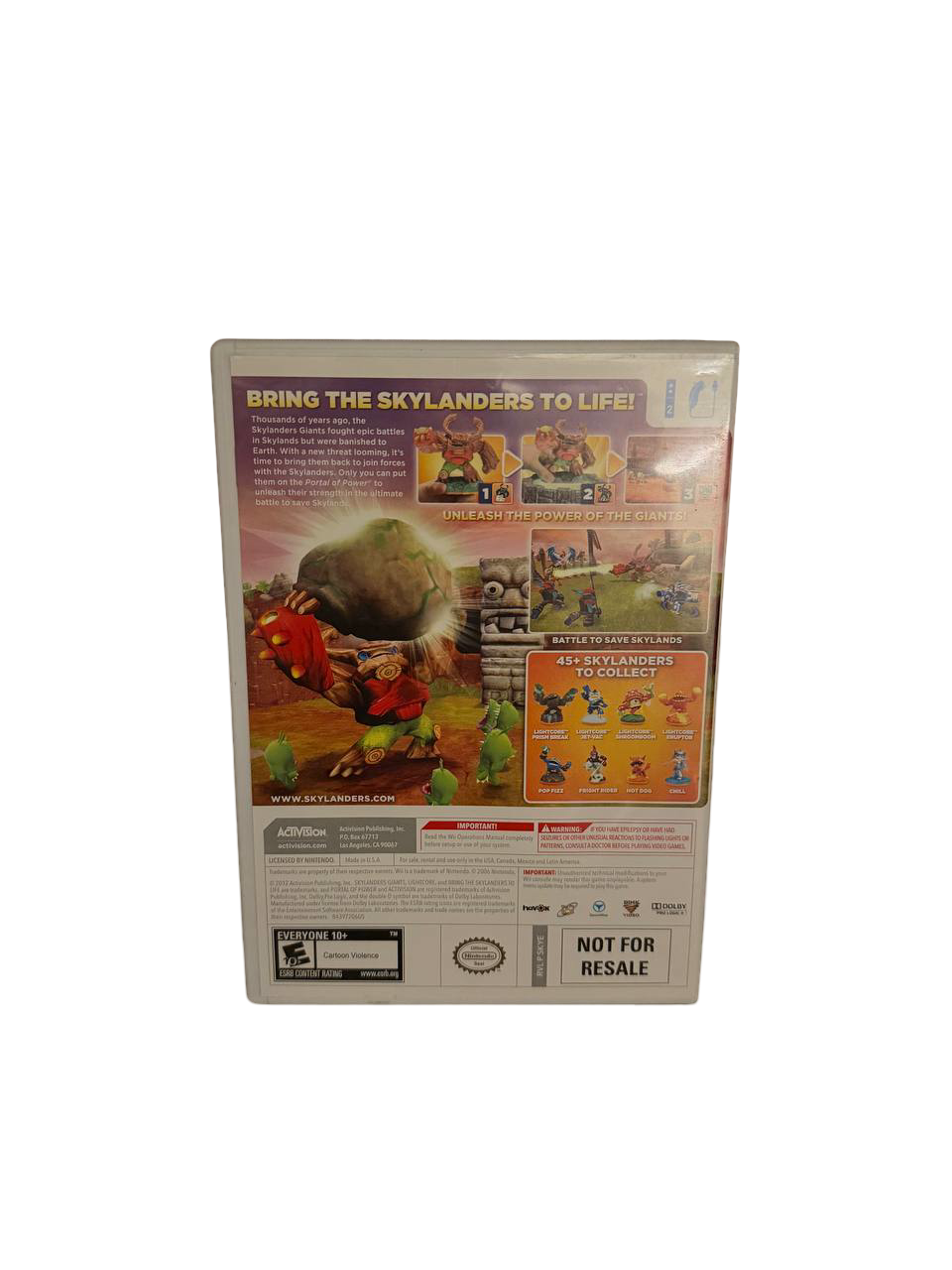 Skylanders Giants Wii - Back Cover (NFR)