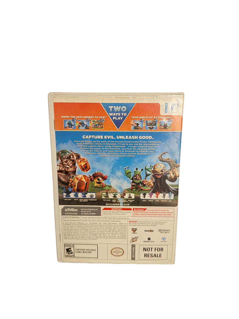 Skylanders Trap Team Wii - Back Cover (NFR)