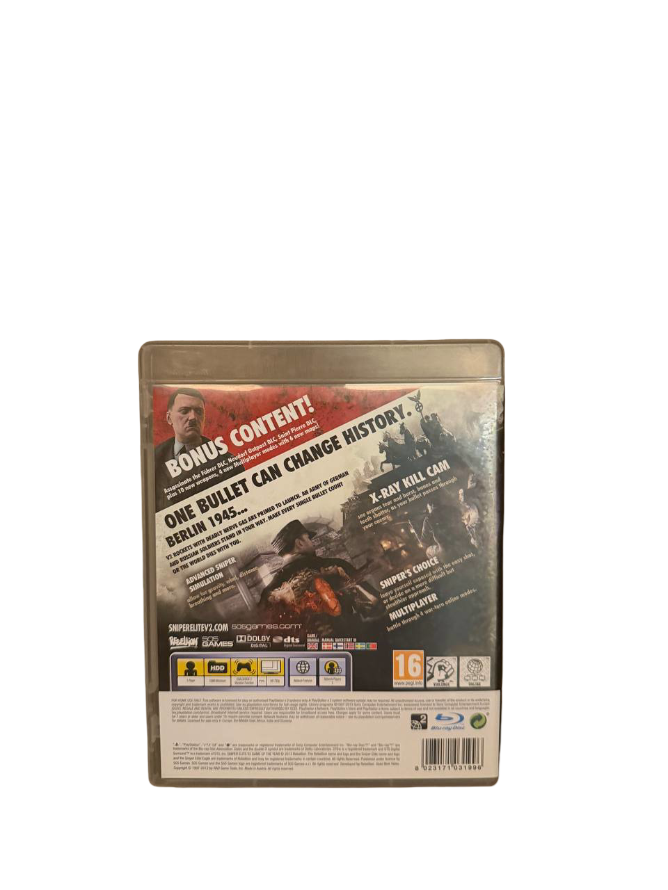 Sniper Elite V2 PS3 - Back Cover