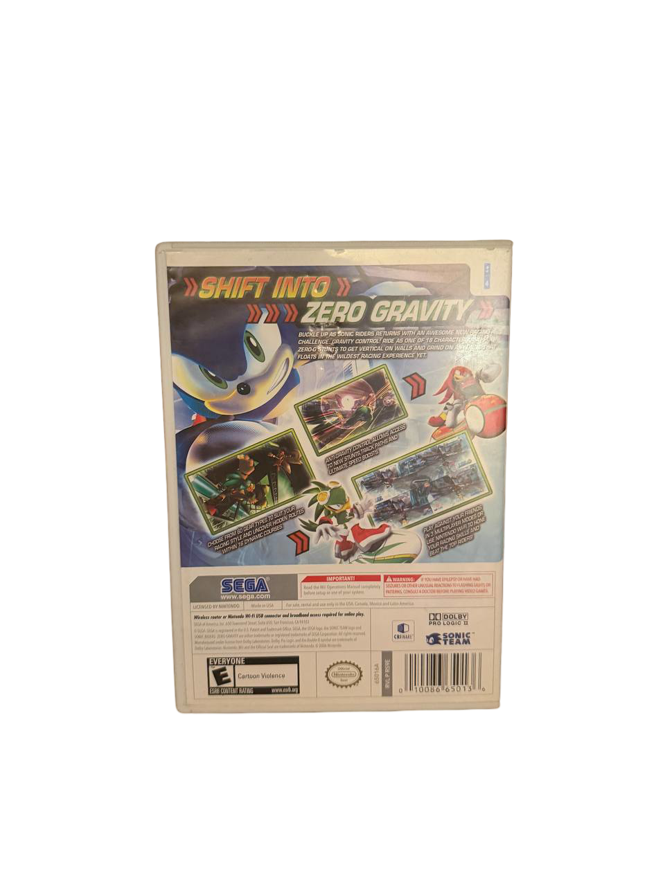 Sonic Riders Zero Gravity Wii - Back Cover