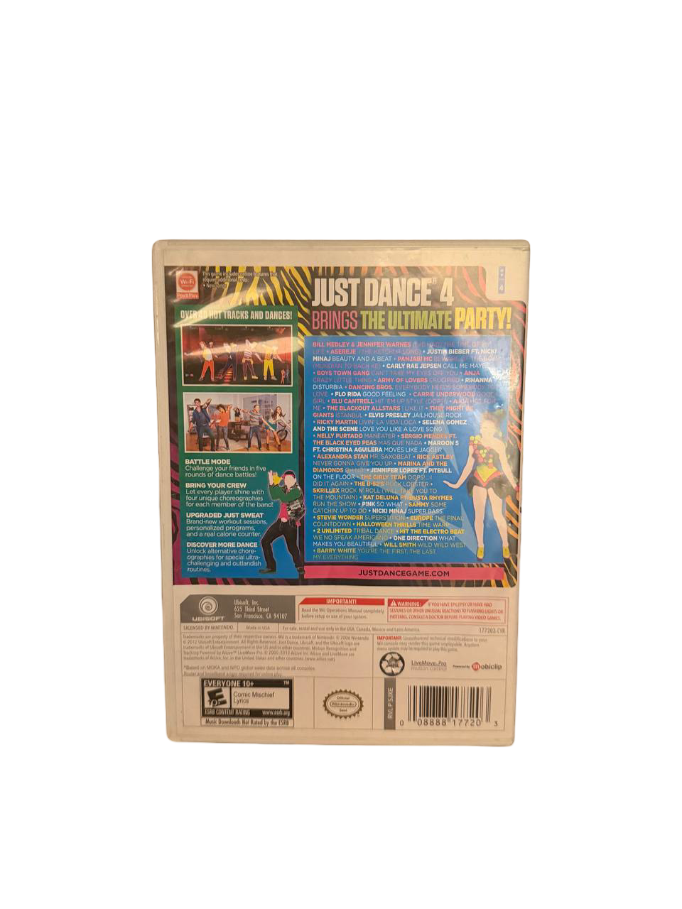 Just Dance 4 Wii - Back Cover